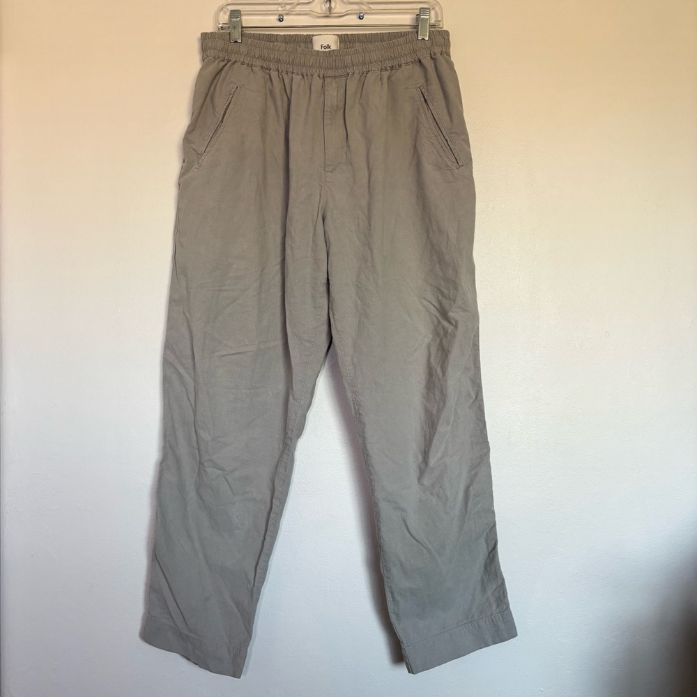 Folk Clothing Cotton Relaxed Fit Pant Size 4 (Large) Gray Pull On Elastic Waist